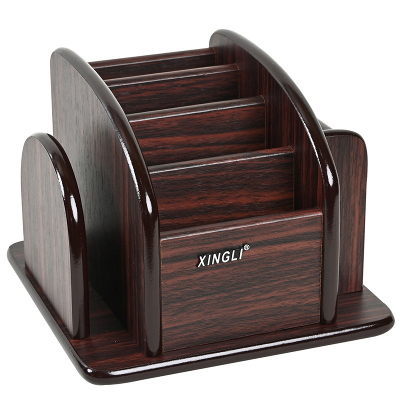 可旋转遥控器收纳盒手机摇控器茶几木质创意多功能客厅遥控板笔筒