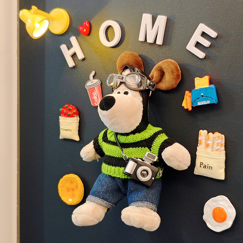 磁吸掌门狗立体玩偶冰箱贴磁贴个性创意展示板入户防盗门后留言板