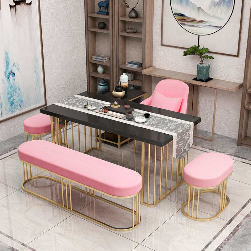 办公室茶几新中式实木茶台茶桌椅组合简约现代铁艺会客喝茶泡茶桌