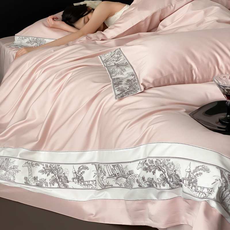 轻奢长绒棉绣花四件套 全棉床单被套高端四季100纯棉1.8m床上用品