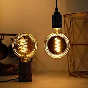 LED扁灯泡螺旋灯丝爱迪仿古造型灯创意氛围灯茶色灰色暖光装饰