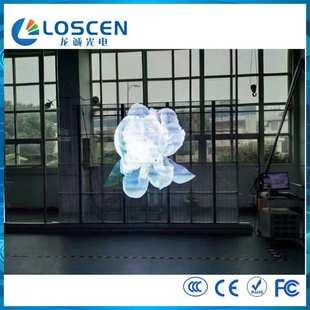 LED弧型透明屏 LED玻璃橱窗屏 厂家直售P3.9 7.8透明LED显示屏