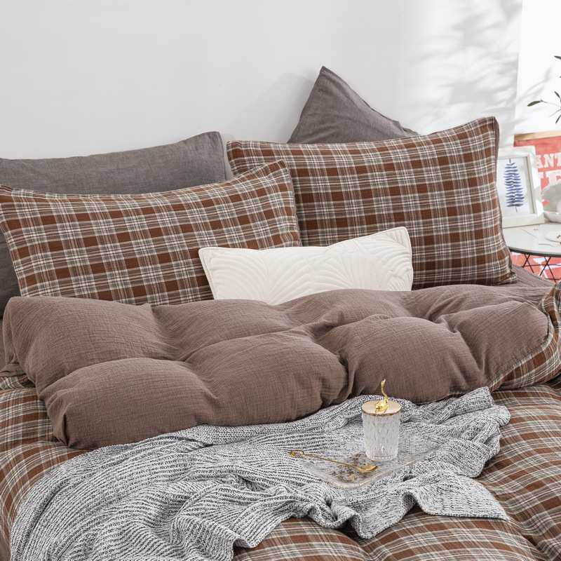 纯棉加厚双层纱四件套全棉秋冬 美拉德色糯亲肤A类纯棉纱布四件套