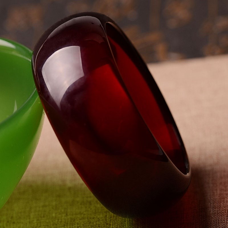 天然加宽琥珀蜜蜡血珀手镯本命年轮胎手镯送礼带