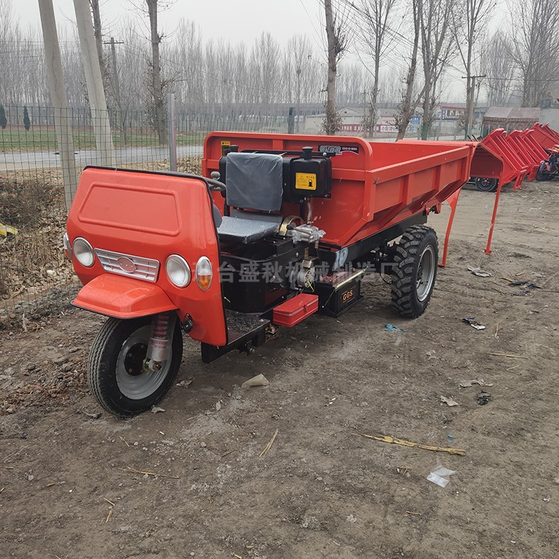 建筑工地新款盛秋柴油三轮车自卸拉沙混凝土养殖农用运输载重王