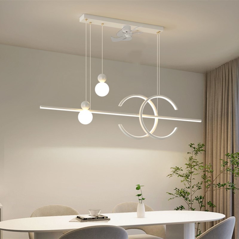 风扇灯吊灯餐厅灯现代简约360度摇头变频节能家用LED吊灯6档变速