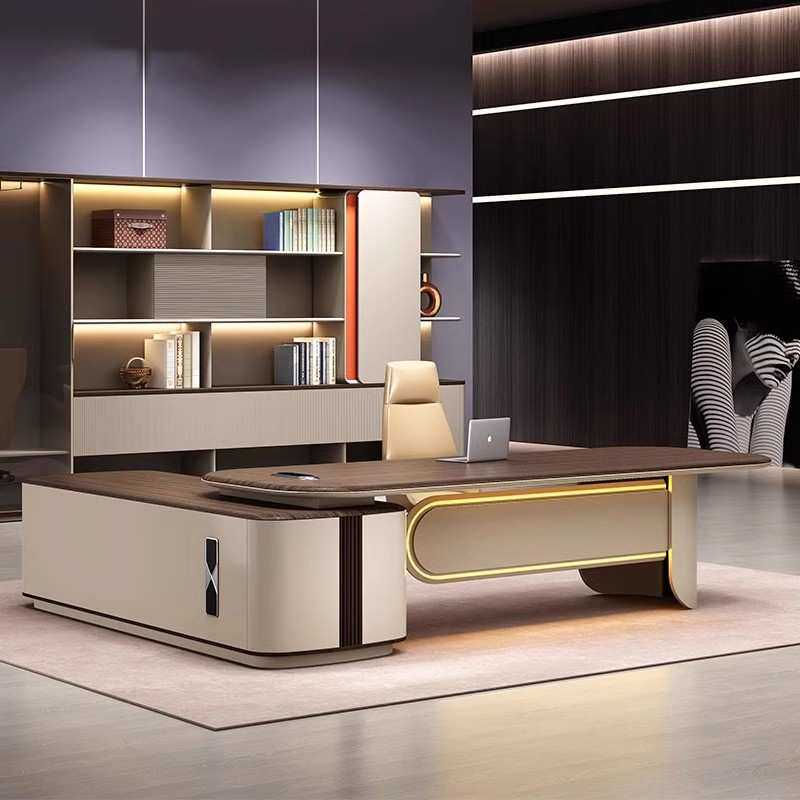 老板办公桌董事长简约现代高档轻奢经理办公室桌椅组合总裁大班台