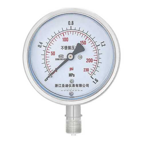 不锈钢压力表Y100BF油压水压气压304/316l不锈钢高压160-250MPa