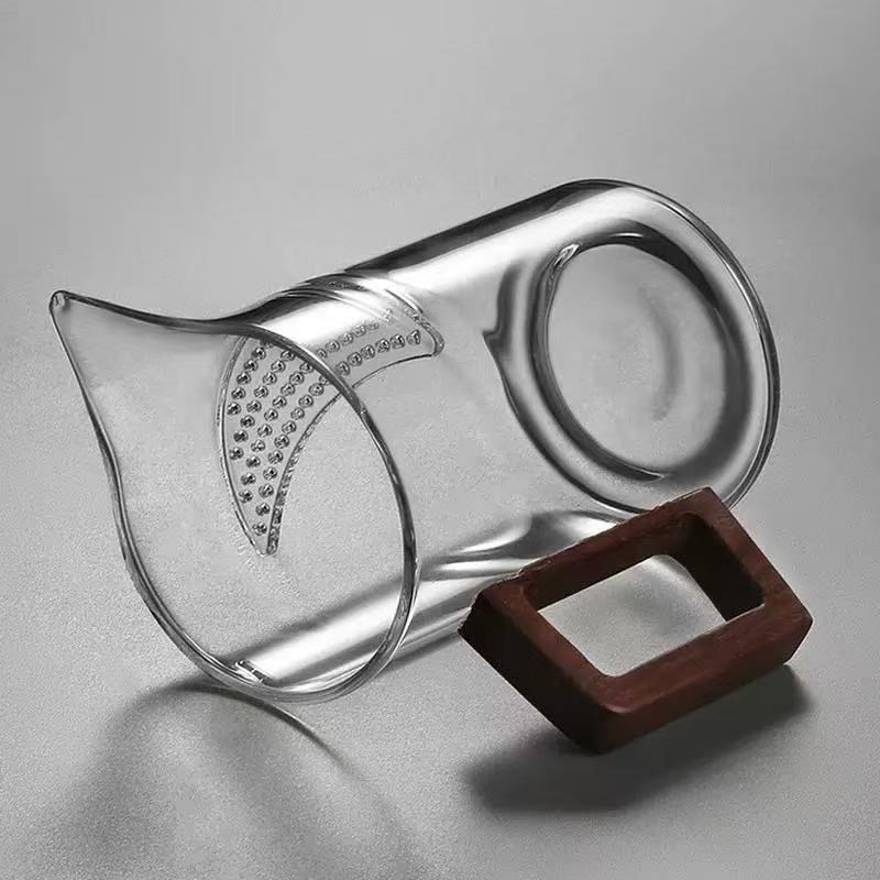 月牙泡茶杯公道杯木把玻璃茶漏一体泡绿茶分茶器茶具公杯带过滤