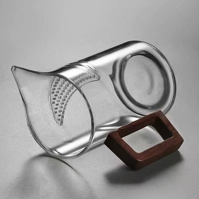 月牙泡茶杯公道杯木把玻璃茶漏一体泡绿茶分茶器茶具公杯带过滤