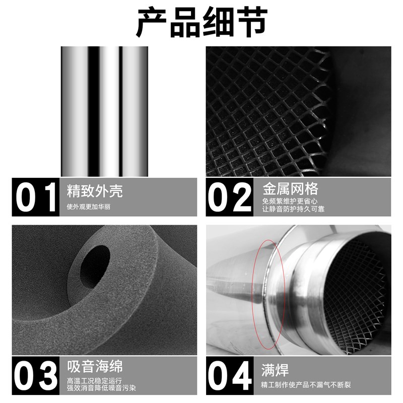 排气管风管漩涡风机消音器不锈钢鼓风机真空泵旋涡式气泵消音筒