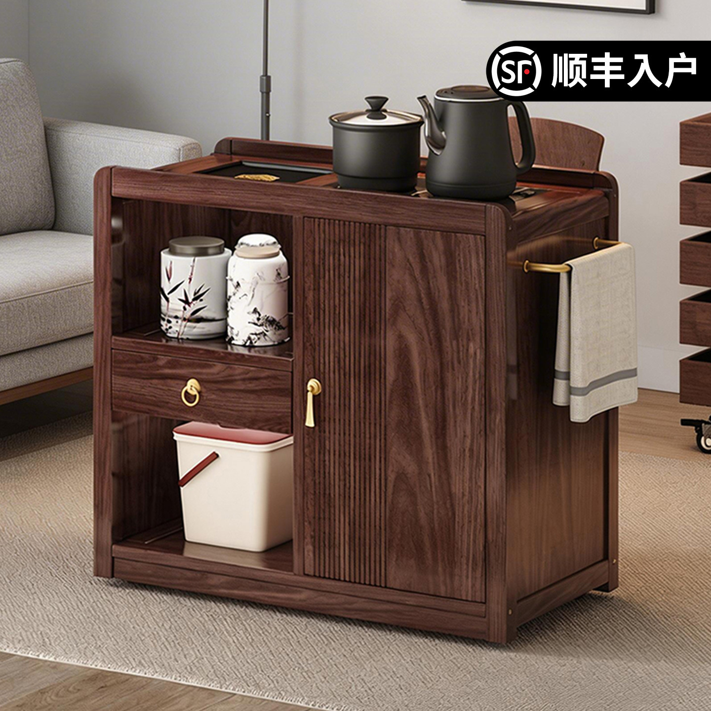 实木茶水柜家用茶桌客厅阳台可移动茶具茶台一体办公室泡茶桌茶几