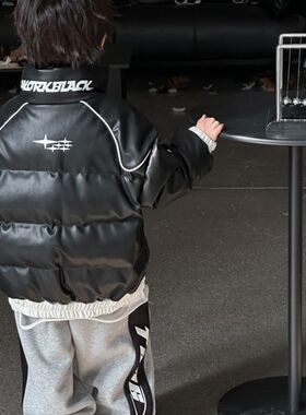 童装2024秋冬装衣服男童羽绒服新款儿童羽绒服宝宝机车羽绒皮外套