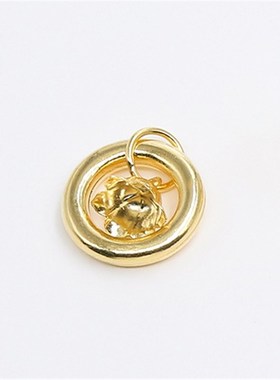 S925纯银铃兰花开小吊坠DIY饰品材料配件磨砂圆环兰玲花挂坠