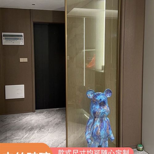 定制极窄门钢化艺术夹丝玻璃屏风客厅玄关隔断双层夹胶夹娟玻璃