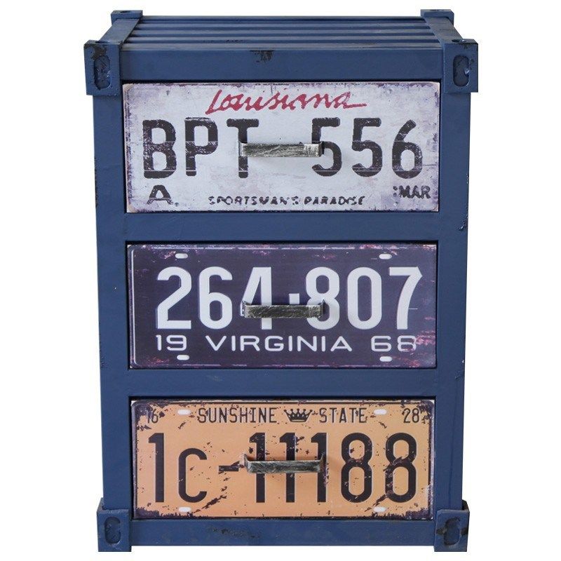 集装箱柜子斗柜小柜子工业风复古三斗抽屉柜家具储物柜边柜收纳柜