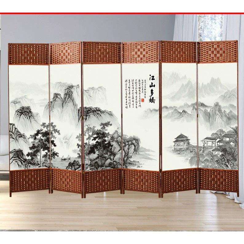 简易屏风折叠推拉卧室房间隔断帘家用客厅进门遮挡墙移动挡床玄