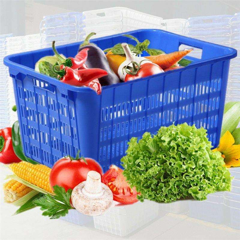 箩筐塑料长方形大号加厚水果篮子塑料周转筐胶框折叠收纳箱萝框子