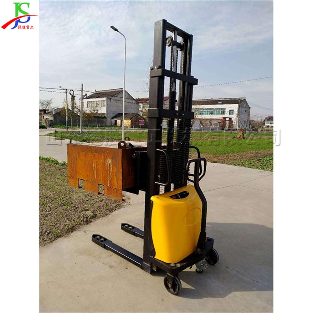 液压半电动堆高装卸车 小型手推式升高车 载重2吨站架式托盘叉车
