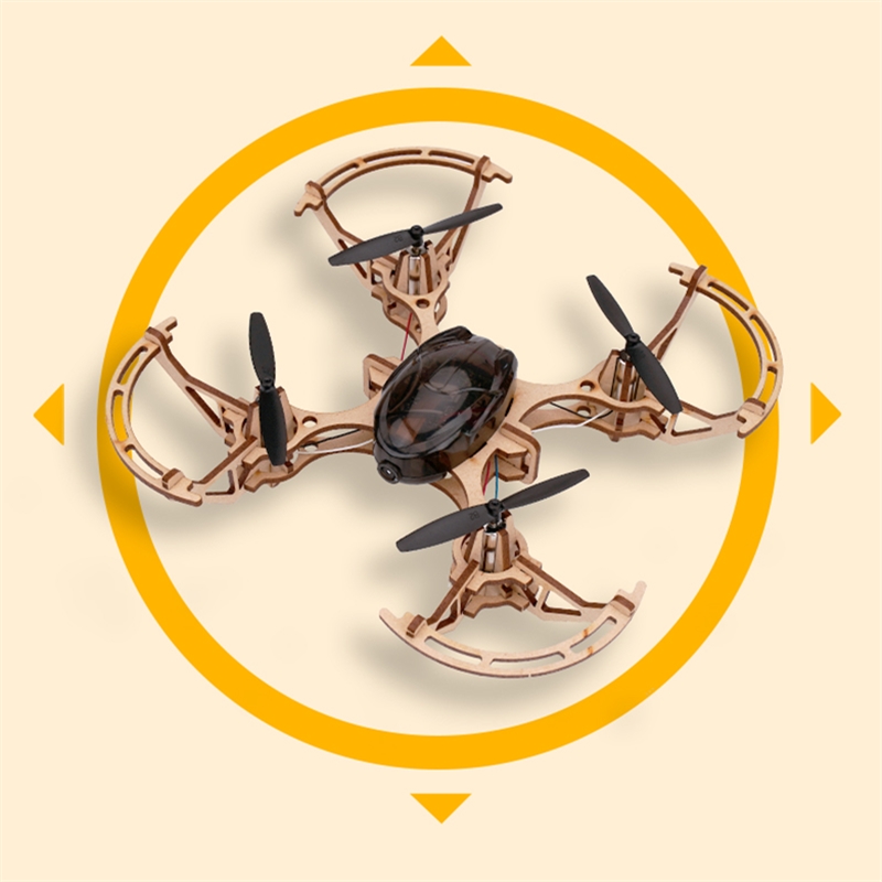 四轴无人机遥控飞行器摄像头航拍学生DIY青少年组装木制飞机定高