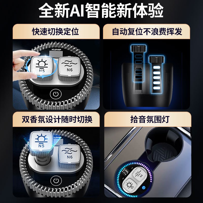 车载空气净化器负离子空气检测消除异味烟味除甲醛双香固态香膏