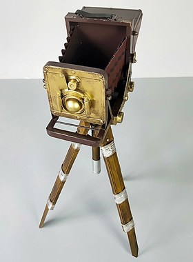 复古铁艺照相机模型摆件创意支架相机收纳道具个性工业风摄影花架