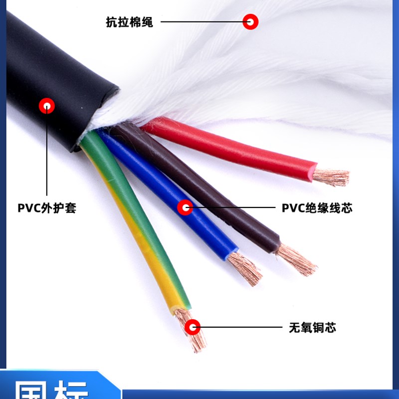 荣缆国标TRVV高柔拖链电缆线2芯-12芯0.15/0.2平方耐油机械手臂线