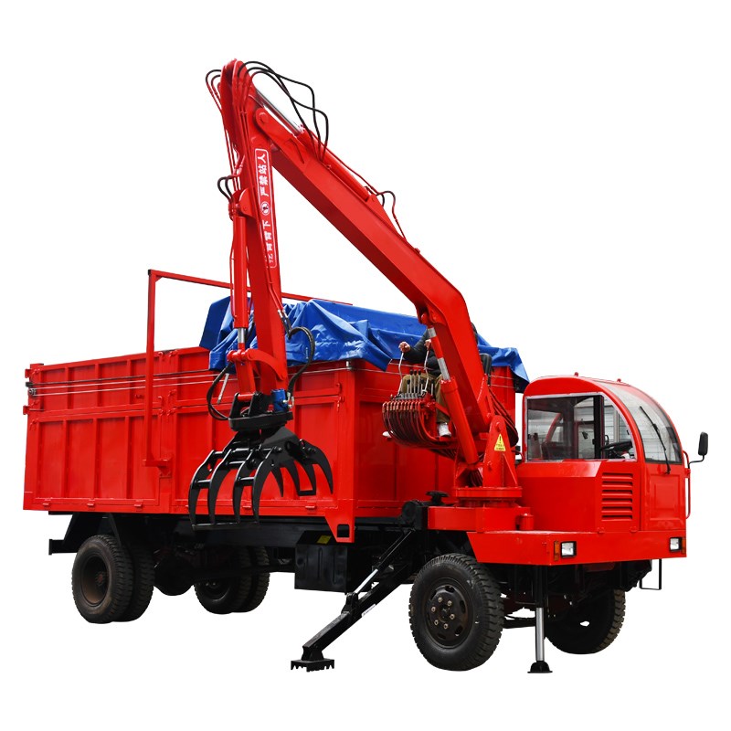 随车抓农用运输车四不像自卸式液压翻斗一体抓木机抓毛竹抓草8吨