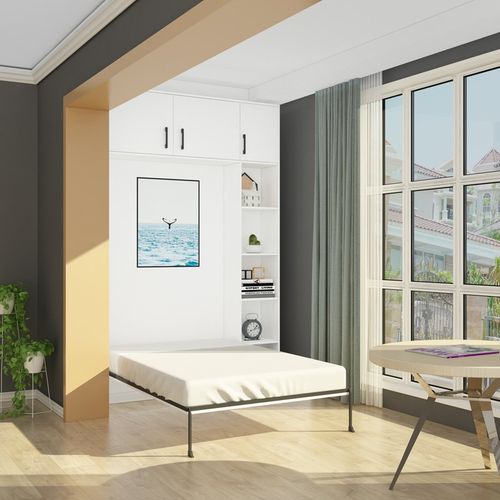 折叠隐形翻板床架壁床墨菲床书房书桌床阳台衣柜一体床内藏下翻床