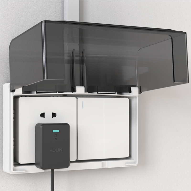 86型粘贴式明装加高双位户外插座防水盒 二联明盒电源开关防溅盒