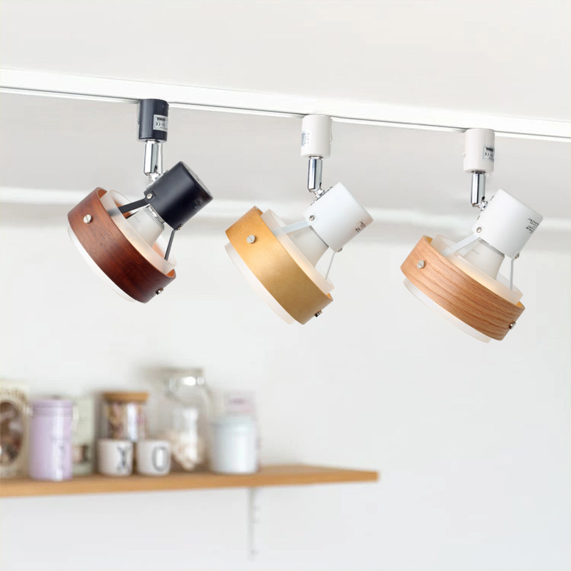 日式实木压克力轨道灯LED导轨灯北欧调光家用背景墙客厅米家智能