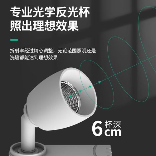 明装轨道灯led射灯客厅背景墙无主灯4000K家用导轨式白色滑轨射灯