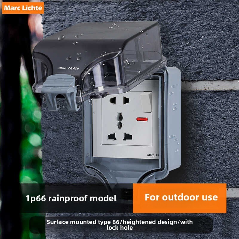 香港英国标准13A五孔充电桩露天防水电源插座表面安装户外户外Ip6