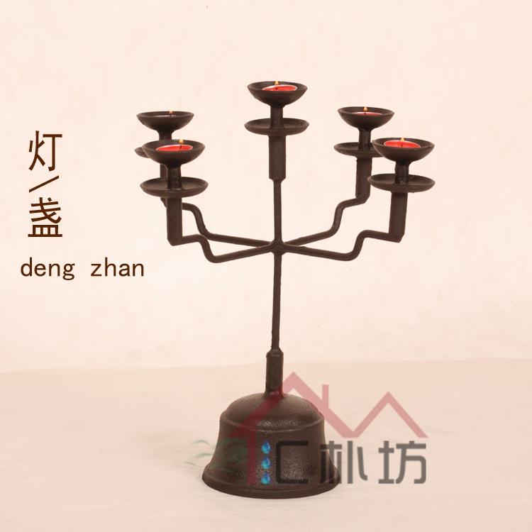 复古烛台铁艺烛台 铁灯 复古油灯 铸铁烛台 老油灯 复古铁艺烛台