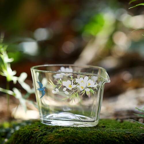 宜物宜心春归玻璃水滴公道杯茶海加厚耐热高硼硅绿茶分茶器匀