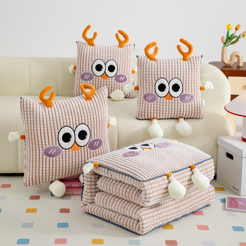 卡通抱枕被子两用加厚牛奶绒车载靠垫枕头被办公室沙发午睡空调被