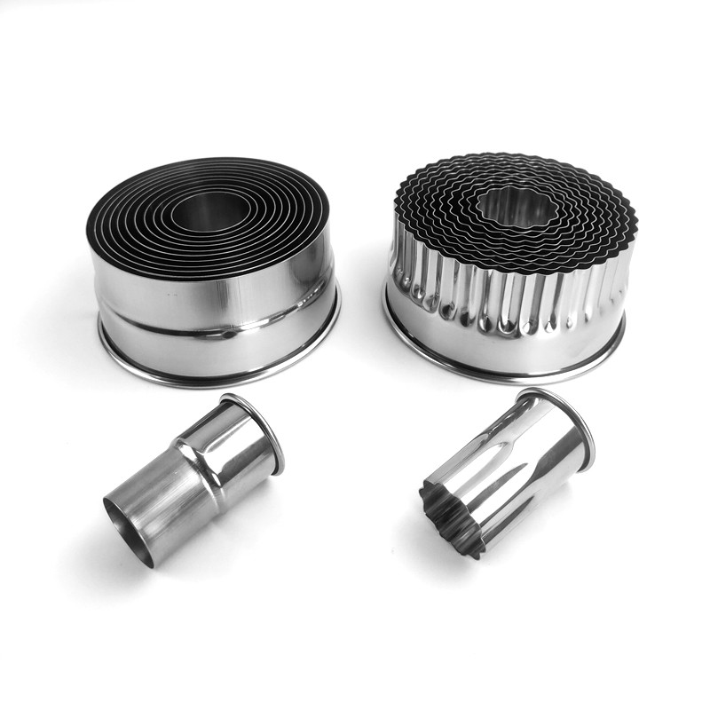 12头不锈钢圆形切模牙级光级水果饺子皮饼干套装烘焙模具蒸馒头包