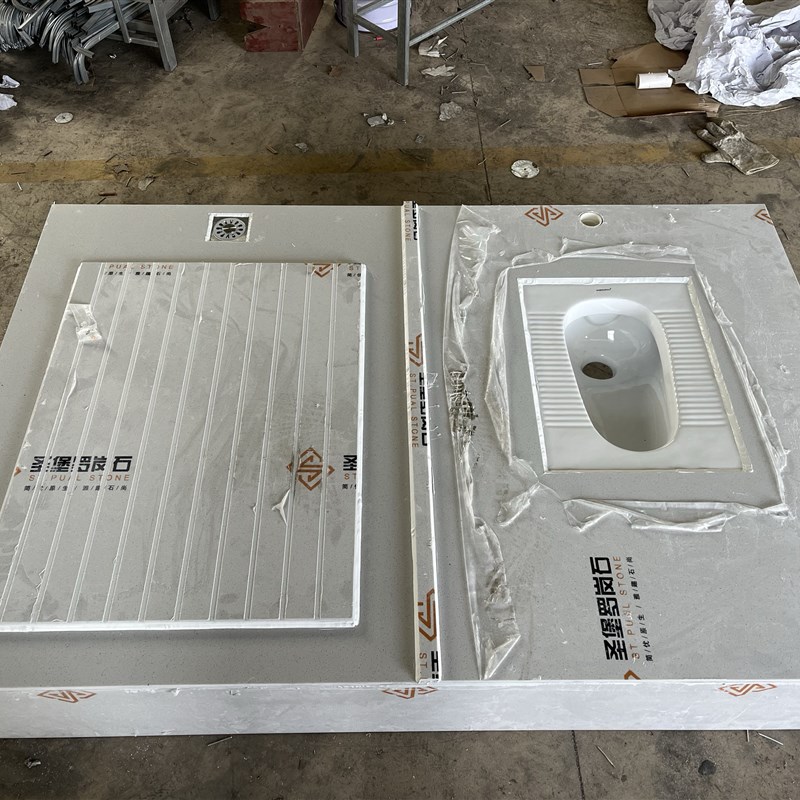 防滑花纹铝板一体蹲坑不锈钢定制款移动厕所平地侧排蹲便器卫浴