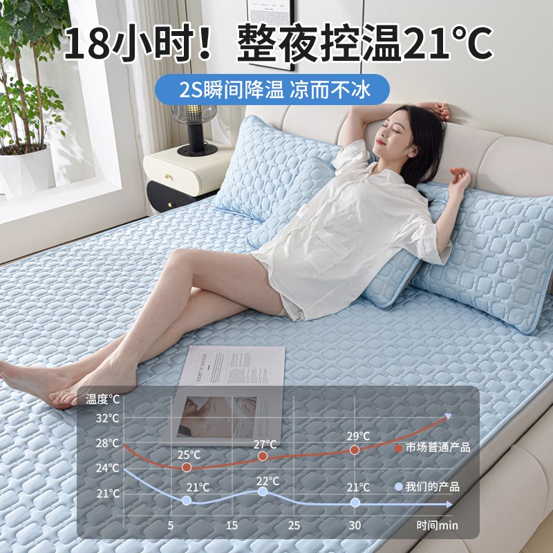 夏季高端加厚乳胶凉席床笠款三件套夏天宿舍单人空调席可机洗软席