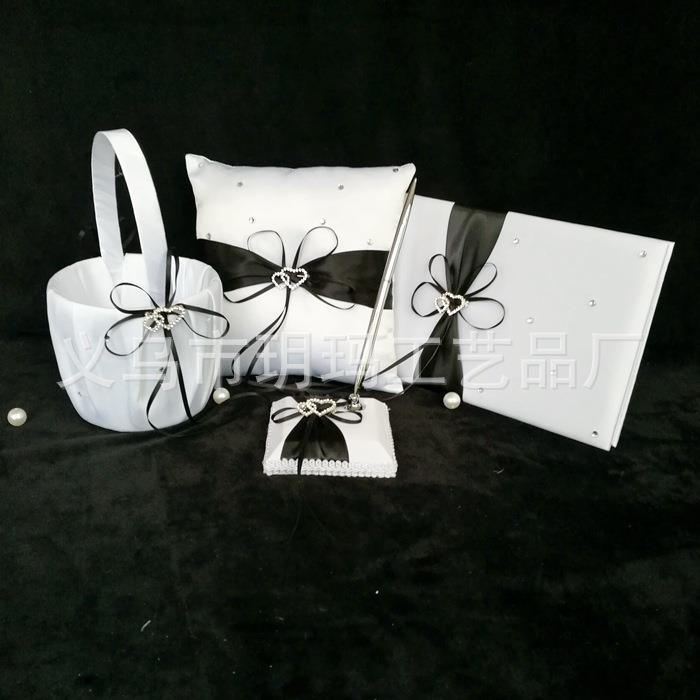 西式婚礼用品 双心戒枕四件套 结婚用品 婚礼道具 外贸货源
