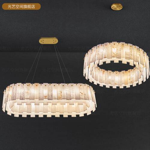 升级版本西班牙云石客厅全铜吊灯设计师创意餐厅卧室吧台轻奢灯具