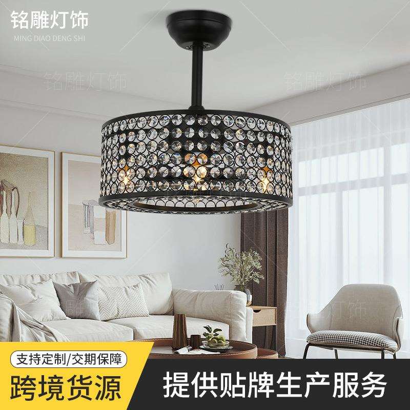 中山工业风吊灯风扇复古吊扇商用电风扇餐厅水晶灯具卧室灯带风扇