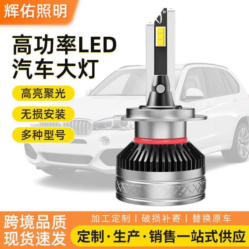 跨境小体积解码聚光前大灯汽车远近光灯双铜管高功率LED汽车大灯