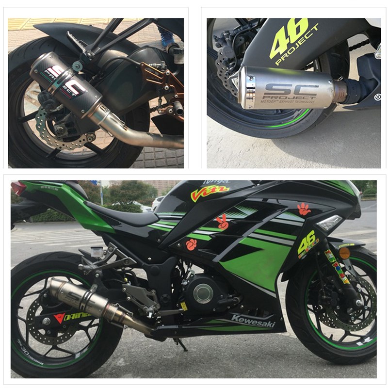 摩托车改装排气管 地平线小忍者川崎SC圆口大排量炸街跑车音 通用