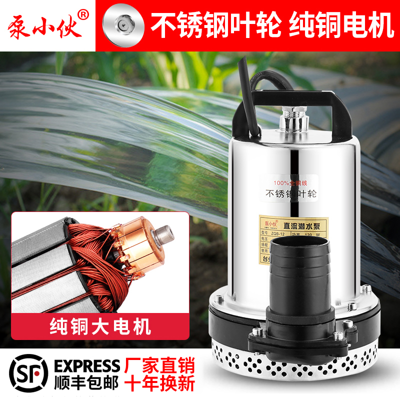 直流潜水泵12V电瓶24V船用48伏60电动车打水农用浇菜小型水泵无刷