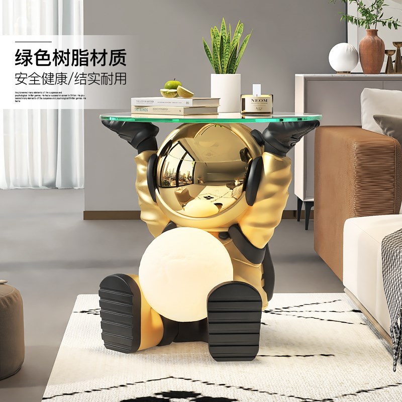 卡通风宇航员茶几摆件客厅电视柜沙发边旁几卧室夜灯新家乔迁礼物