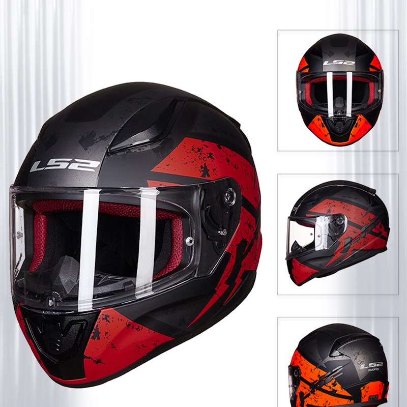 Ls2头盔男女大尺寸特大型摩托车重型摩托车防雾全头盔灰色全年跑