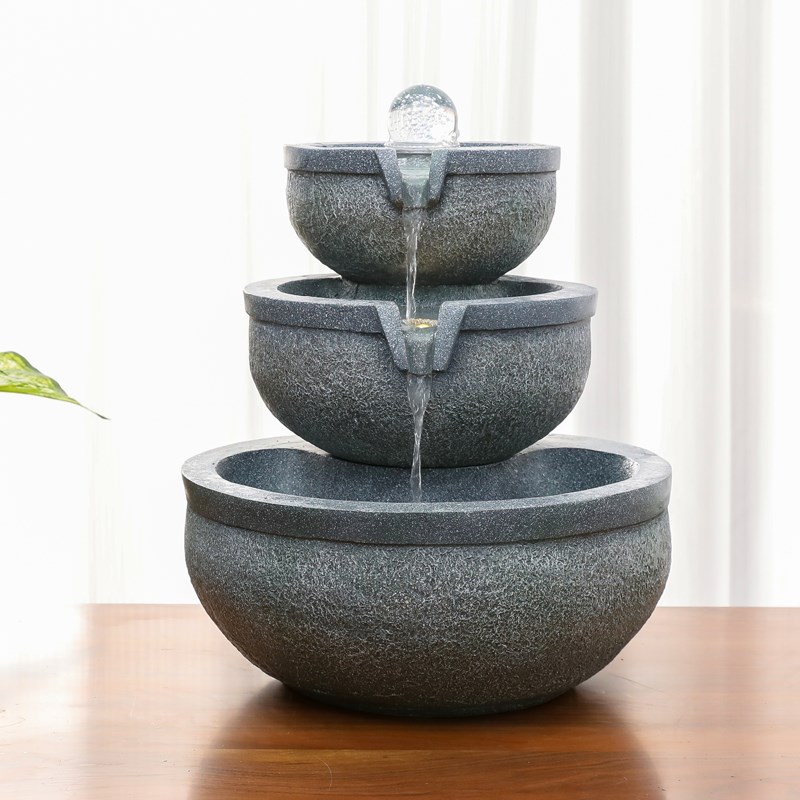 简约现代流水摆件循环水客厅招财桌面风水球加湿器风水轮开业礼品