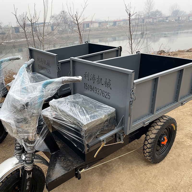 养殖场拉粪车不锈钢清粪电动三轮车工地拉沙灰斗车农用自卸翻斗车