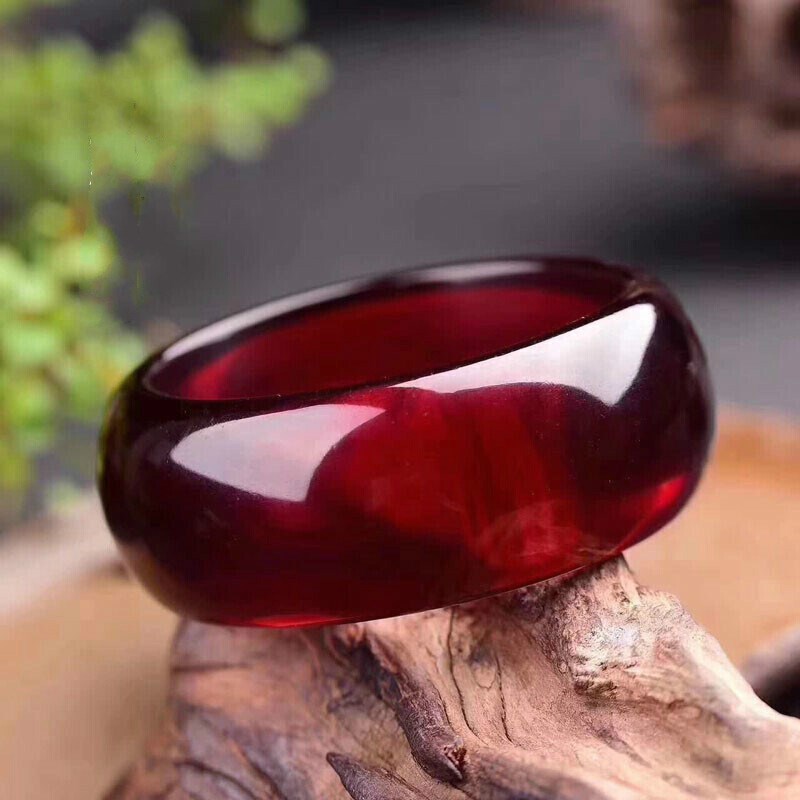 天然加宽琥珀蜜蜡血珀手镯本命年轮胎手镯送礼带